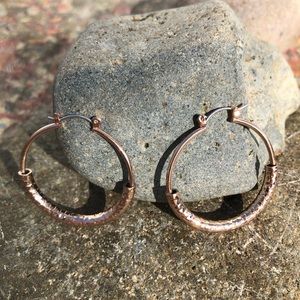 Rose gold colored hoops